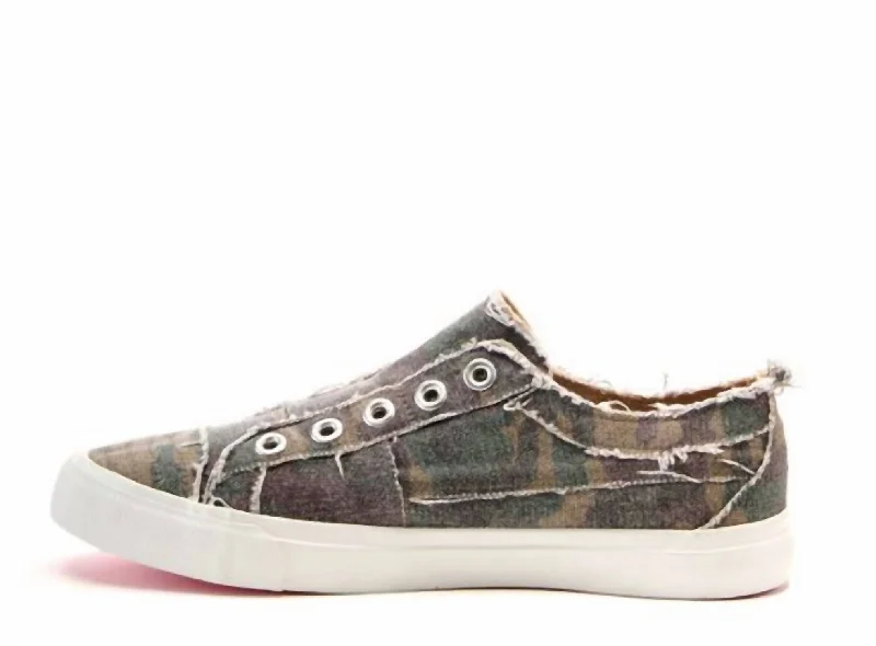 Distressed Slip-On Sneaker In Camo