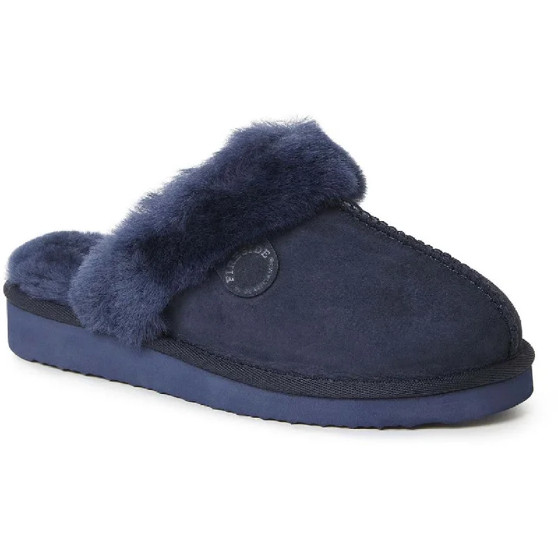 Fireside by Dearfoams Womens Sydney Suede Shearling Scuff Slippers