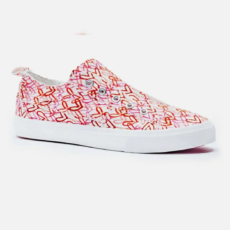 Heart Babalu Slip On Sneaker In Pink And Red