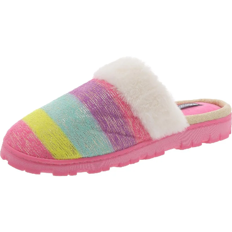 Kensie Womens Faux Fur Cozy Slide Slippers