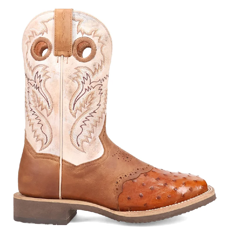 Martel Ostrich Embroidered Square Toe Cowboy Boots