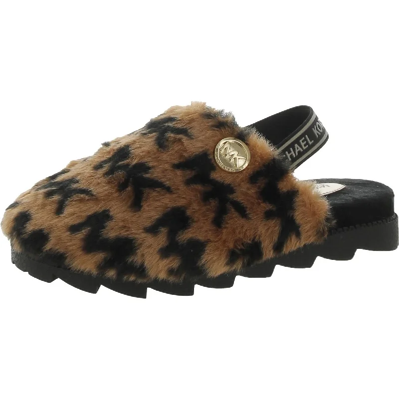 MICHAEL Michael Kors Womens Faux Fur Slingback Slippers