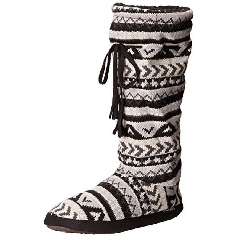 Muk Luks Womens Fleece Lined Mid-Calf Bootie Slippers