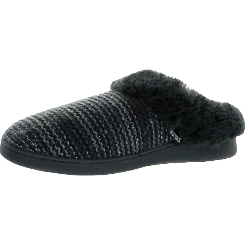 Muk Luks Womens Metallic Faux Fur Lined Slide Slippers