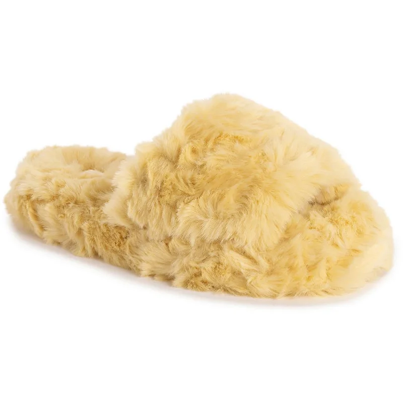 Muk Luks Womens Orla Faux Fur Slip On Slide Slippers