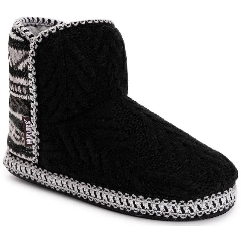 Muk Luks Womens Leigh Pattern Pull on Bootie Slippers