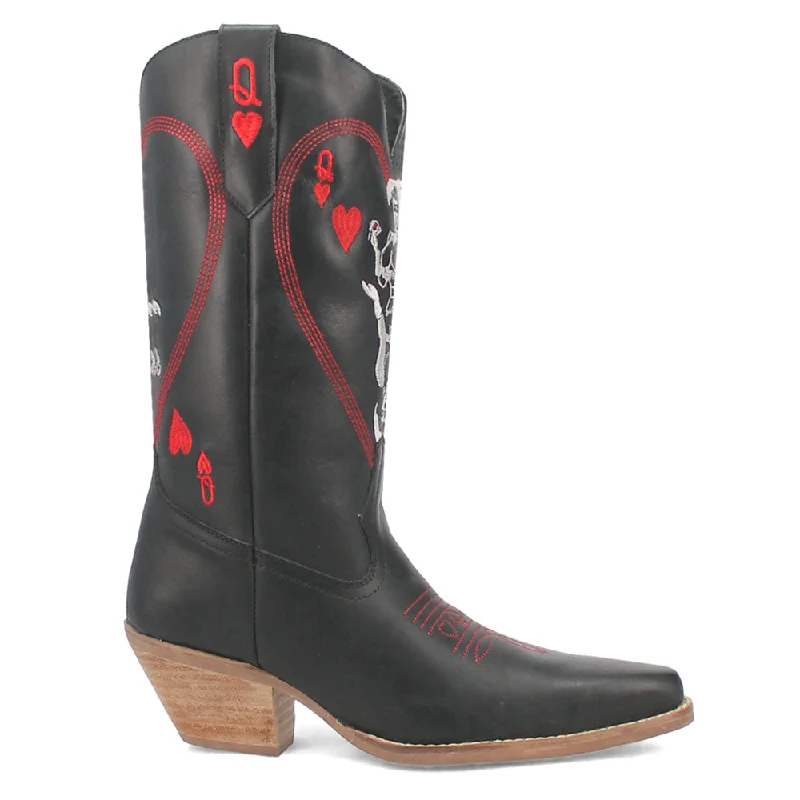 Queen A Hearts Round Toe Embroidered Cowboy Boots