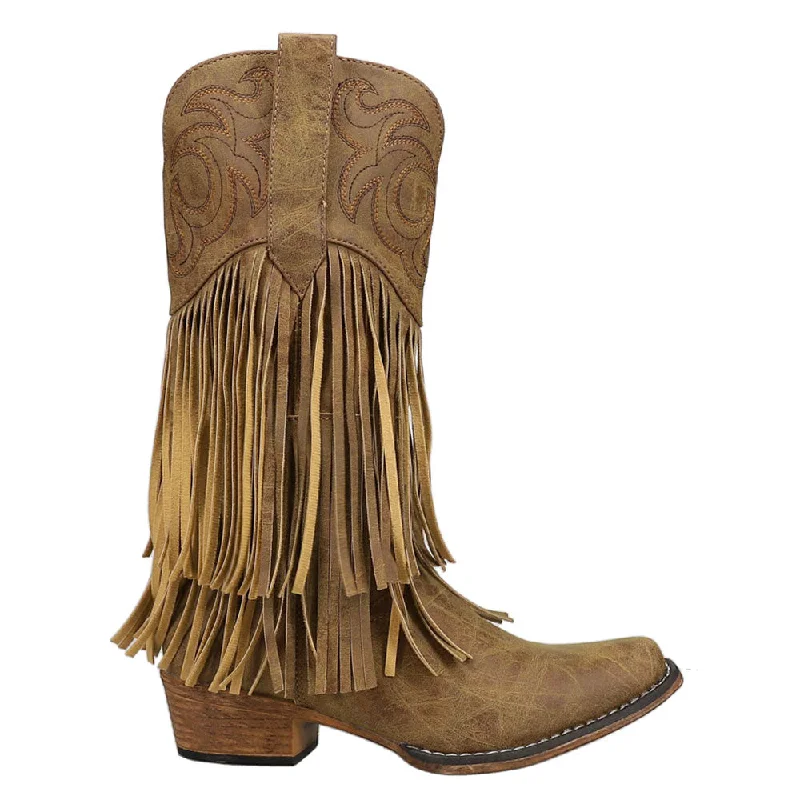 RickRack Embroidery Fringe Snip Toe Cowboy Boots