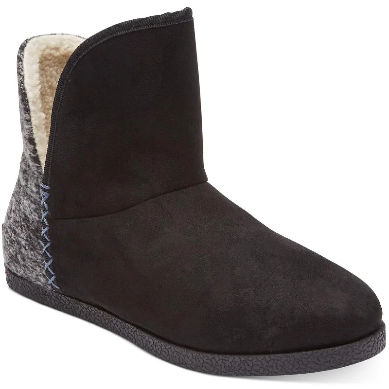 Rockport Womens Faux Suede Faux Fur Lined Bootie Slippers