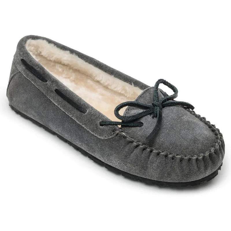 Sperry Womens Junior Trapper Suede Faux Fur Moccasin Slippers