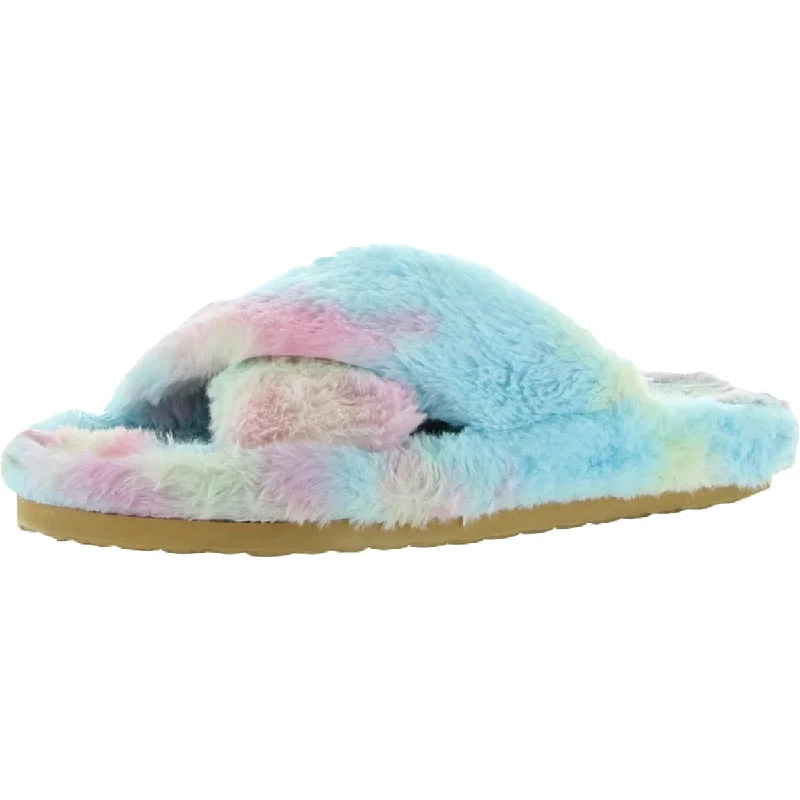 Steve Madden Womens Franz Slip On Faux Fur Slide Slippers