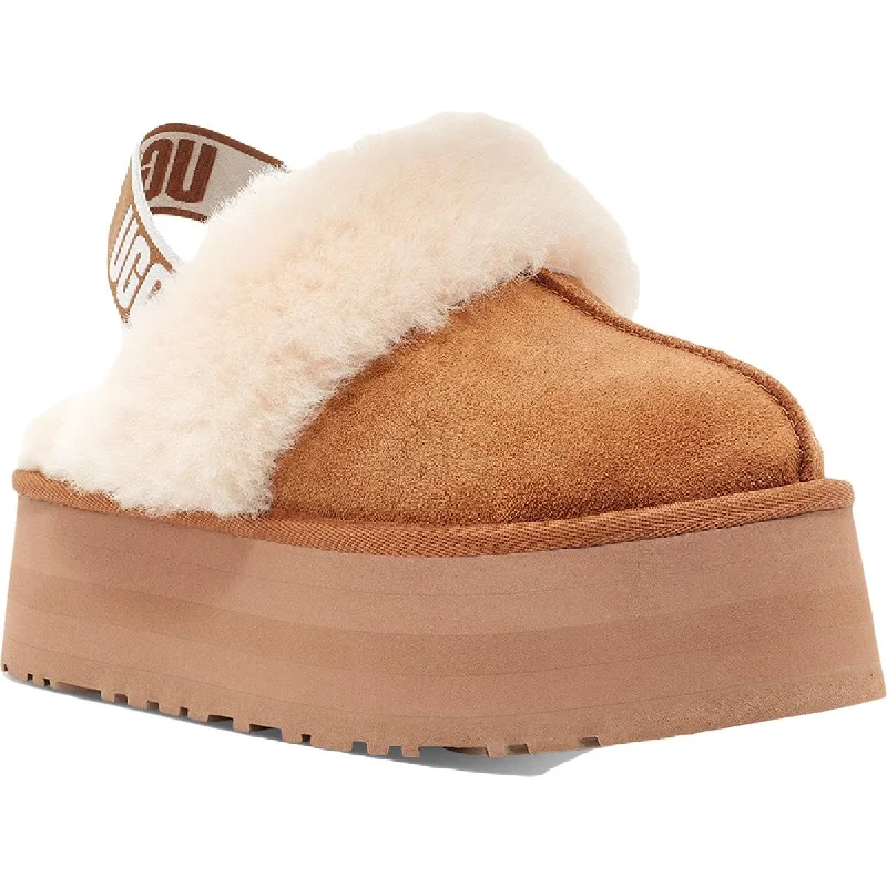 Ugg Funkette Women's Suede Sheepskin Slingback Platform Slippers