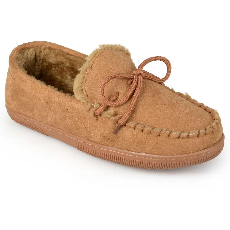 Vance Co. Womens Faux Suede Lace-Up Moccasin Slippers