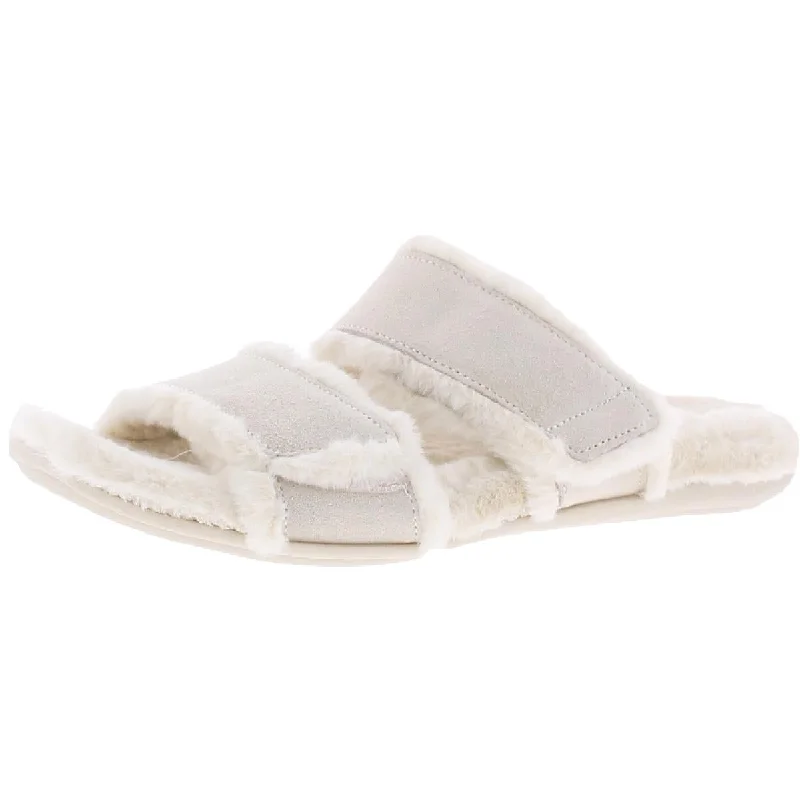 Vionic Womens Faith Faux Fur Lined Slide Slippers