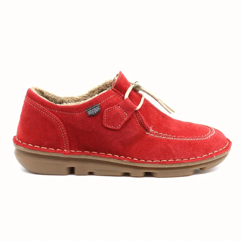 Zen Faux Fur Sneaker In Moccasin Red