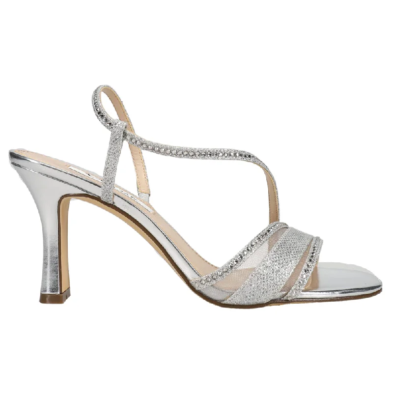 Abbi Metallic Rhinestone Wedding Sling Back Sandals