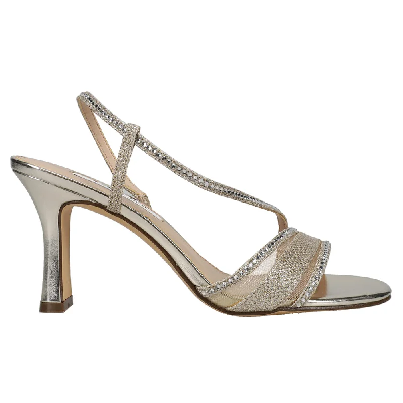 Abbi Metallic Rhinestone Wedding Sling Back Sandals