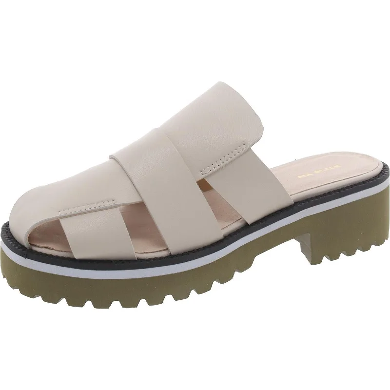 Gift Ideas All Black Womens Banded Lugg Mule Leather Mule Mule Sandals