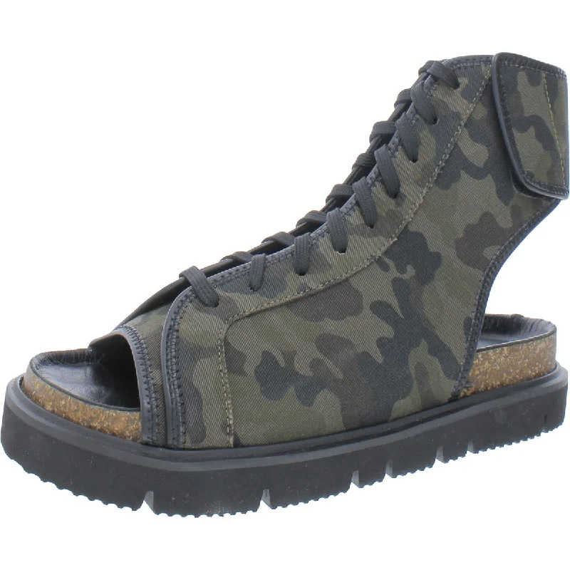 All Black Womens COMBAT SANDAL Camouflage Open Toe Lace-Up