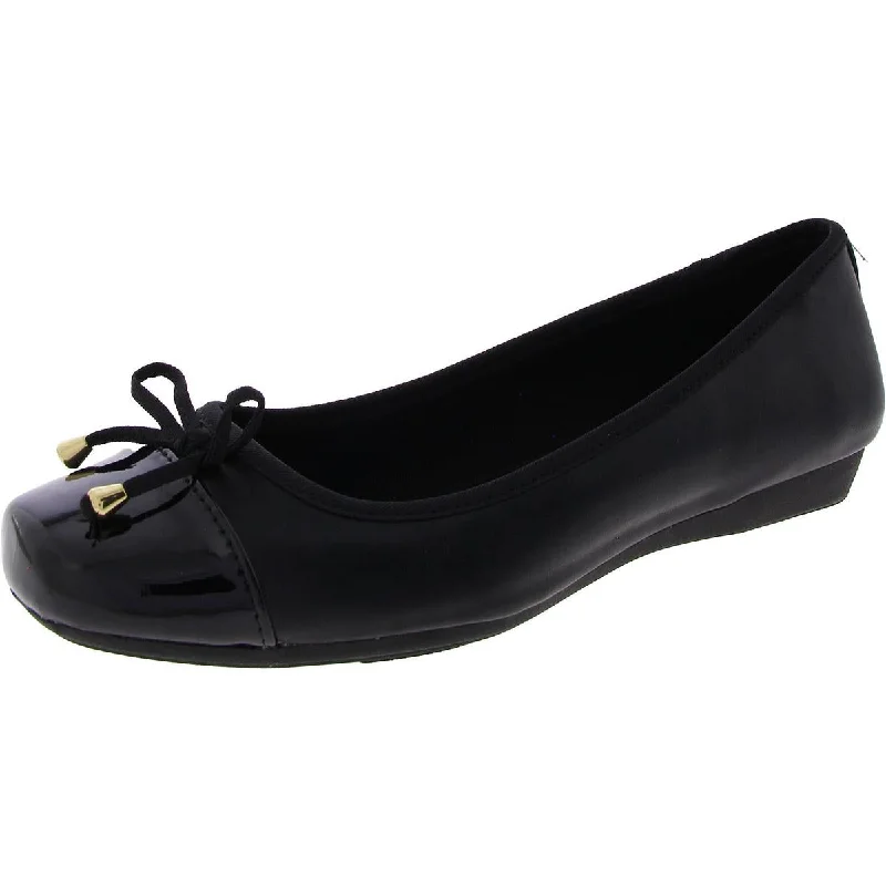 Anne Klein Womens Faux Leather Slip On Ballet Flats