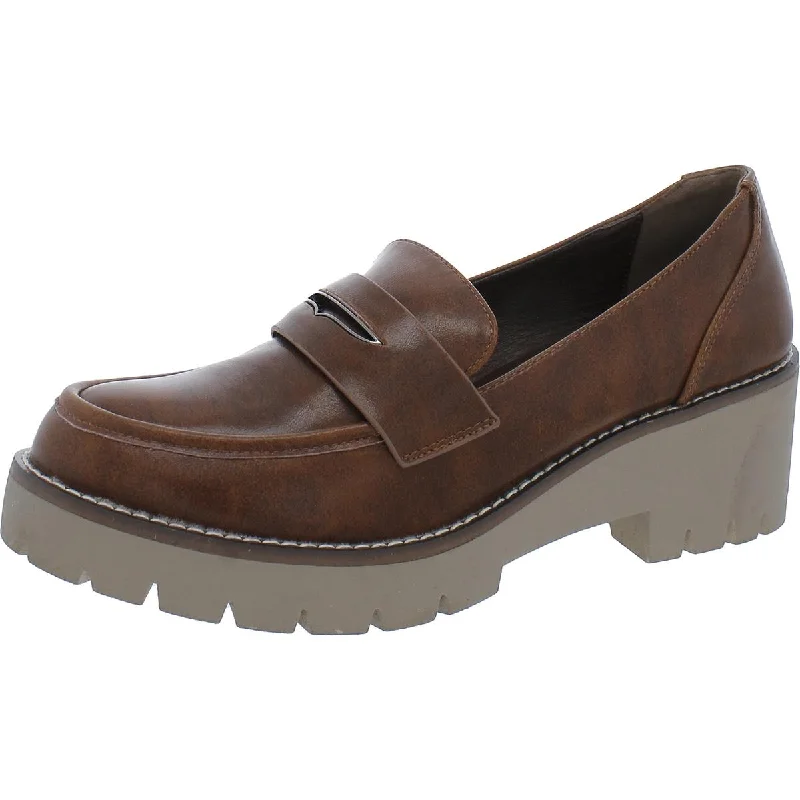 Aqua College Womens Daria Leather Slip-On Loafers