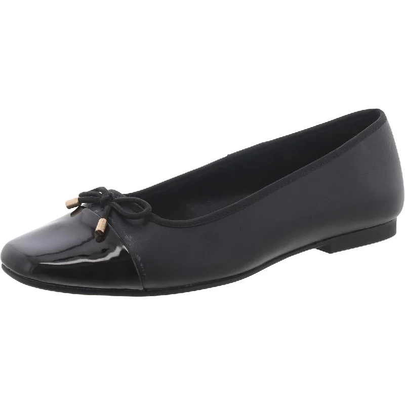 Steve Madden Womens Celsiuss Faux Leather Bow Ballet Flats