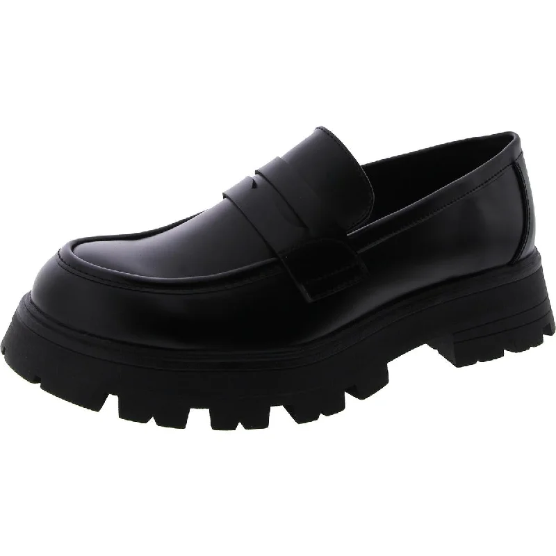 Steve Madden Womens Easy Faux Leather Penny Loafers