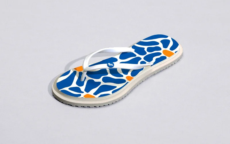 Printed Flip Flops : Blue