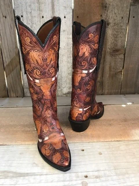 Water-Resistant Shoes Sale "Tooled " Long Horn Tres Outlaws Women's Classic Boot 1485 Water-Resistant Shoes Sale "Tooled " Long Horn Tres Outlaws Women's Classic Boot 1485